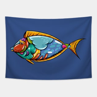 blue tank fish colorful Tapestry