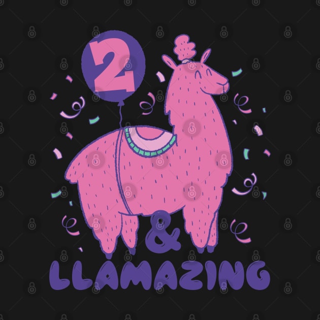 Llamazing 2nd Birthday 2 Years Old Llama Girls Kids Gift design by theodoros20