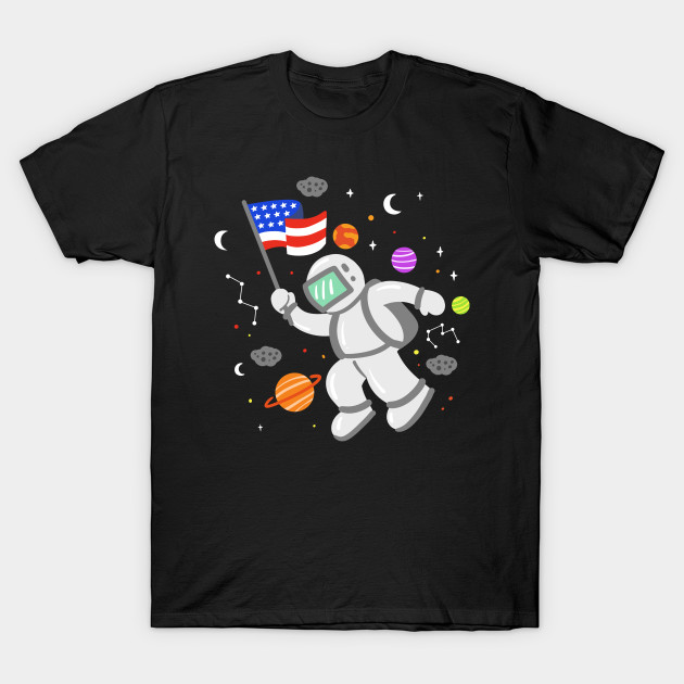 Discover Astronaut American Flag Planets - Astronaut - T-Shirt