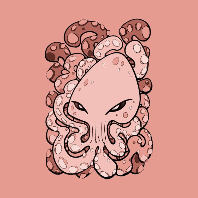 Octopus Squid Kraken Cthulhu Sea Creature - Blooming Dahlia Pink by BigNoseArt