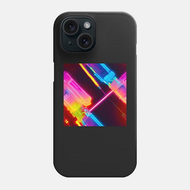 f cyberpunk digital crystals wires colorfull futuristic electronics Phone Case by SJG-digital