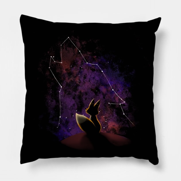 Dream Big - Cute Fox Stars - Space Galaxy Howl Pillow by BlancaVidal