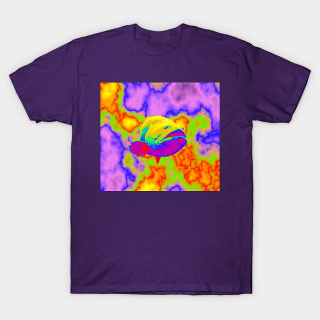 Psychedelic big fish printed on a T-Shirt