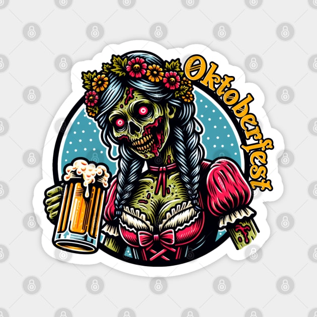 Oktoberfest Zombie Barmaid Magnet by HolidayBug