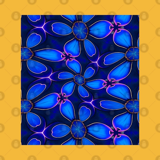 Deep Blue Flower Pattern by PatternFlower