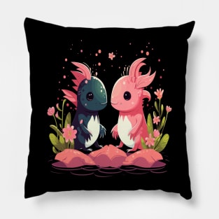 Axolotl Couple Valentine Pillow