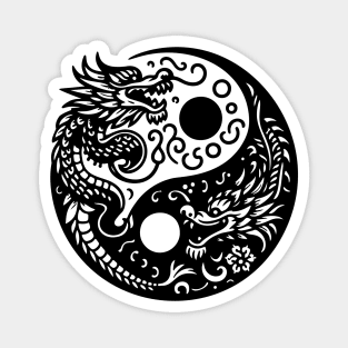 Ying yang two dragons Magnet