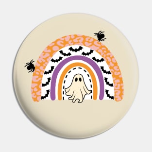 Halloween Ghost Bats and Spiders Retro design Pin