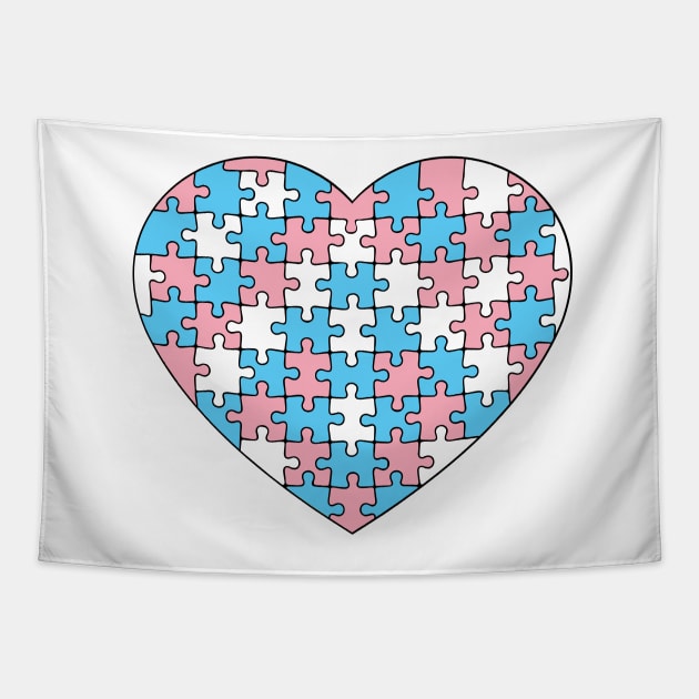 Puzzle Heart - Trans Pride Colors Tapestry by LaLunaWinters