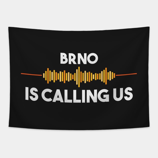 Brno is Calling City Trip Gift Tapestry by woormle