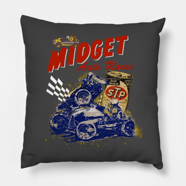 Midget Auto Racing Pillow by Midcenturydave