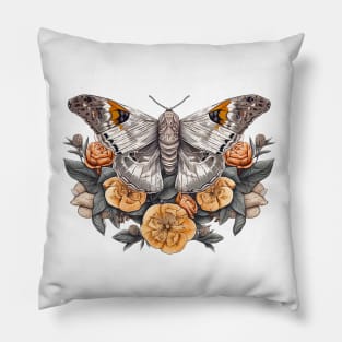 Beautiful moth with flowers. Pillow