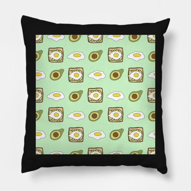 Avocado Toast Patterns Pillow by casualism