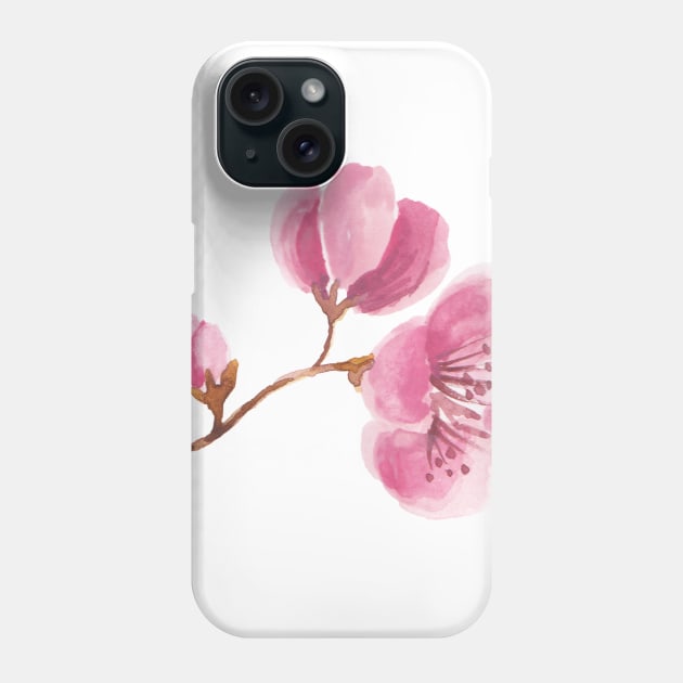 Pink  Cherry Blossom watercolour Phone Case by IndypendenZ