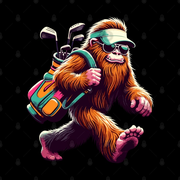 Funny Golf Novelty Sasquatch Bigfoot Golfing by KsuAnn