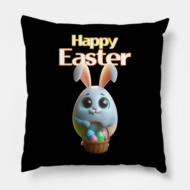 Bunny Chick In Easter Day Pillow by Street Tempo