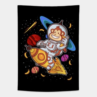 Monkey Astronaut Rocket Ride Space Tapestry