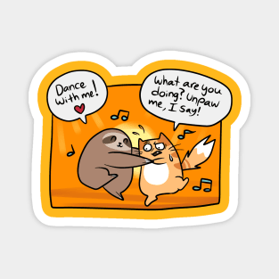 Sloth and Cat Dancing Comic Magnet