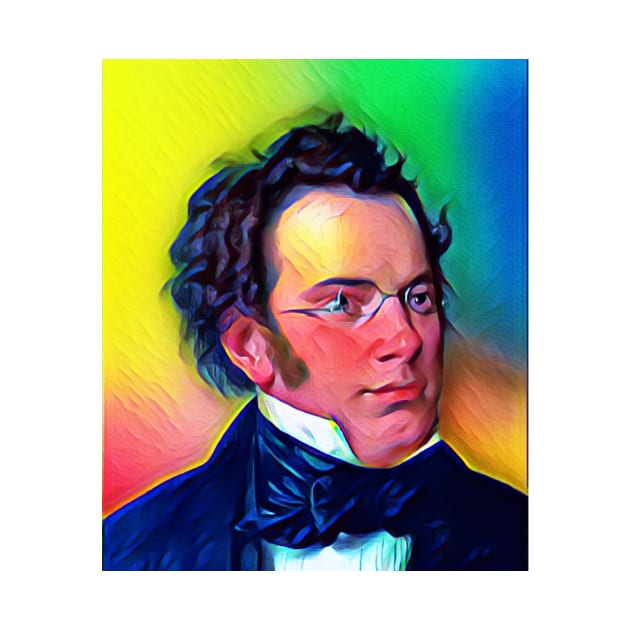 Franz Schubert Colourful Portrait | Franz Schubert Artwork 6 by JustLit