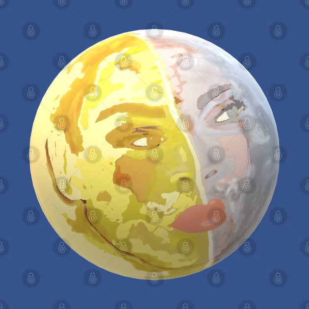 Woman's Face in Sun and Moon (Purple Background) by Art By LM Designs 