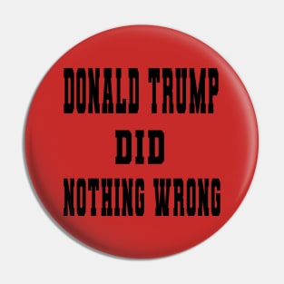 DONALD TRUMP DID NOTHING WRONG Pin