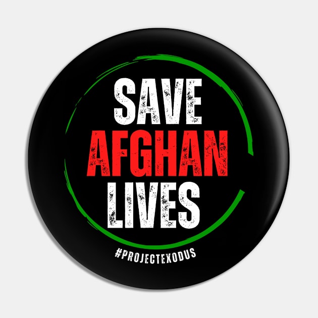 Save Afghan lives circle (back print, dark background) Pin by Pro Exodus Relief 