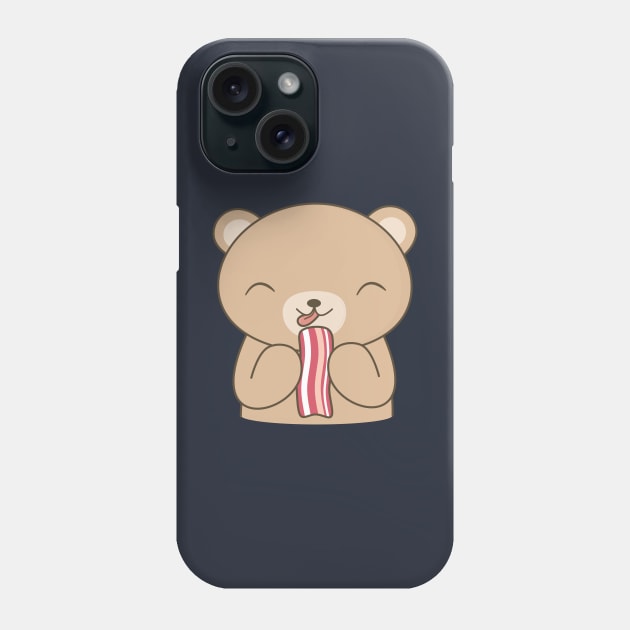 Cute Bacon Eating Bear T-Shirt Phone Case by happinessinatee