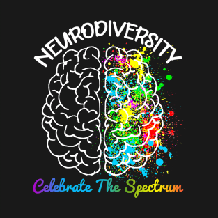 Neurodiversity Autism Spectrum ASD ADHD Rainbow Brain T-Shirt