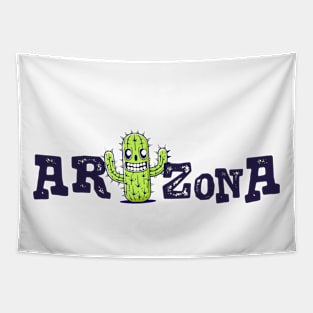 Creative arizona lettering with a drawing of a funny cactus Tapestry