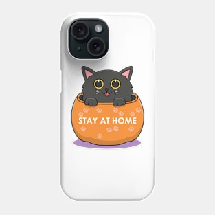 Cute black kitty Stay at home Phone Case