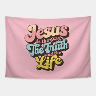 Retro "Jesus is the Way, Truth, Life" Design of John 14:6 Tapestry