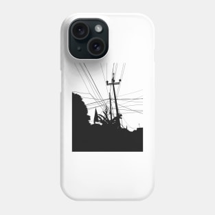 Silhouette of an electric pole with it messy wires Phone Case