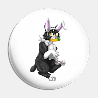 Bobtail BunnyCat: Tuxedo Bicolor (White) Pin