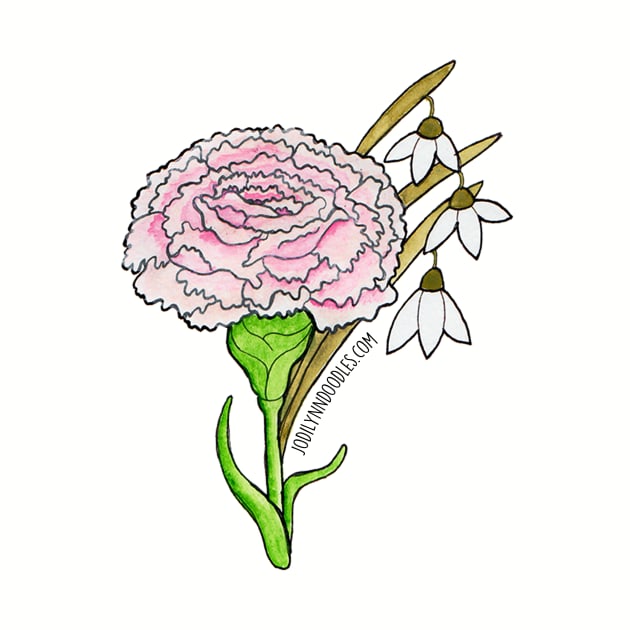 Birth Flower.- January Carnation and Snow Drops by JodiLynnDoodles