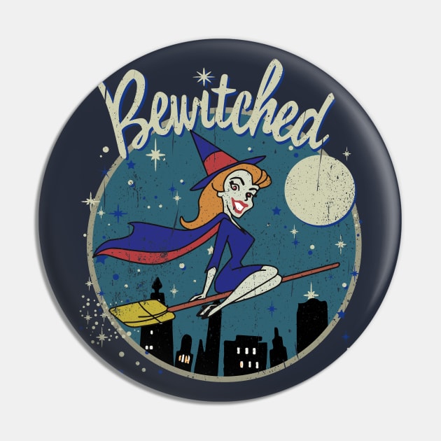 Bewitched  Oval Vintage Worn Pin by Alema Art
