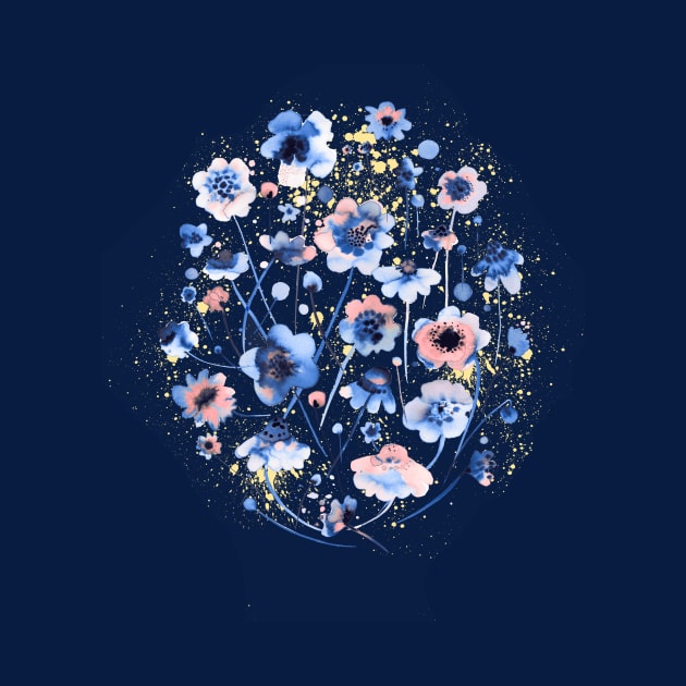 Ink Soft Blue Flowers by ninoladesign