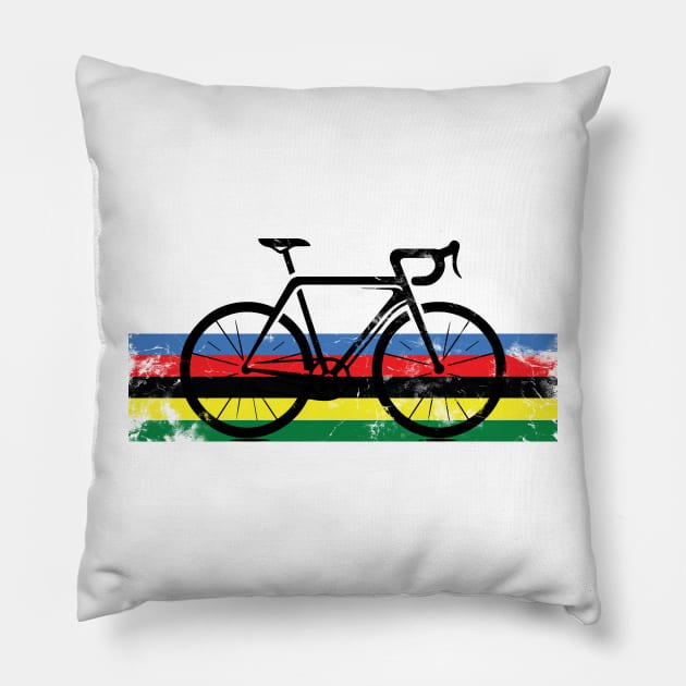 Road Bike Cycling Lover World Champion Bike Stripes Pillow by Selknen 🔥