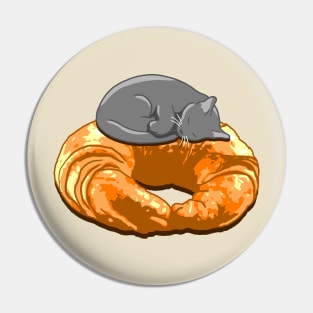 Croissant Grey Cat Pin