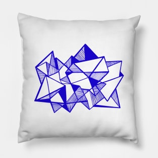 Geometric triangle minimal blue Pillow