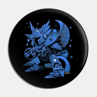 evil armored knight in blue art ecopop cartoon Pin