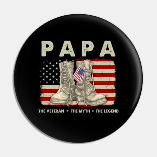 Papa The Veteran The Myth The Legend American Flag Pin