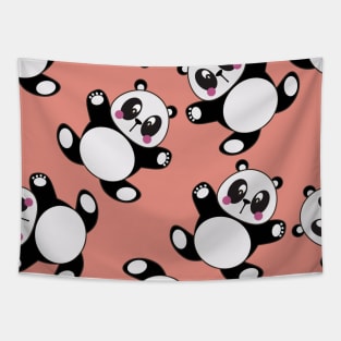 Cute Pandas Vector Art Kids Pattern Seamless Tapestry