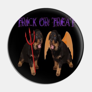 Cute Rottweiler Halloween Trick or Treat Vector Cut Out Pin