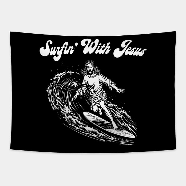 Surfin' With Jesus Tapestry by DankFutura