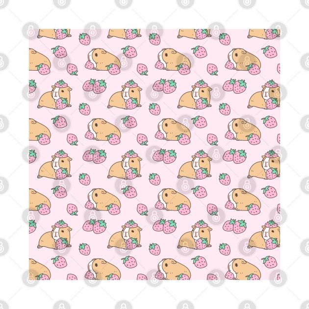 Pink Guinea Pig and Strawberry Pattern by Noristudio