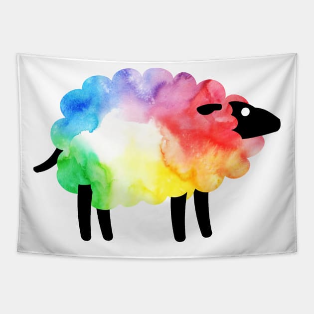 Rainbow Sheep Tapestry by NatLeBrunDesigns