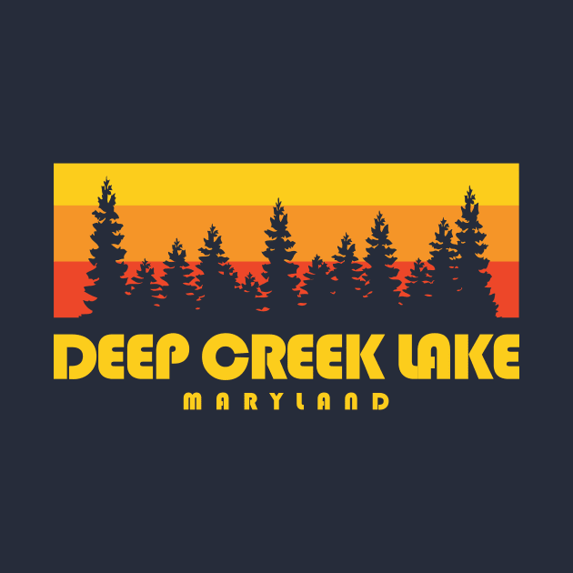 Deep Creek Lake Maryland Retro Vintage Trees by PodDesignShop