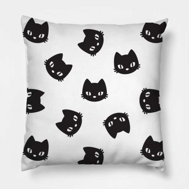 Pattern black cute cats lover Pillow by Flipodesigner