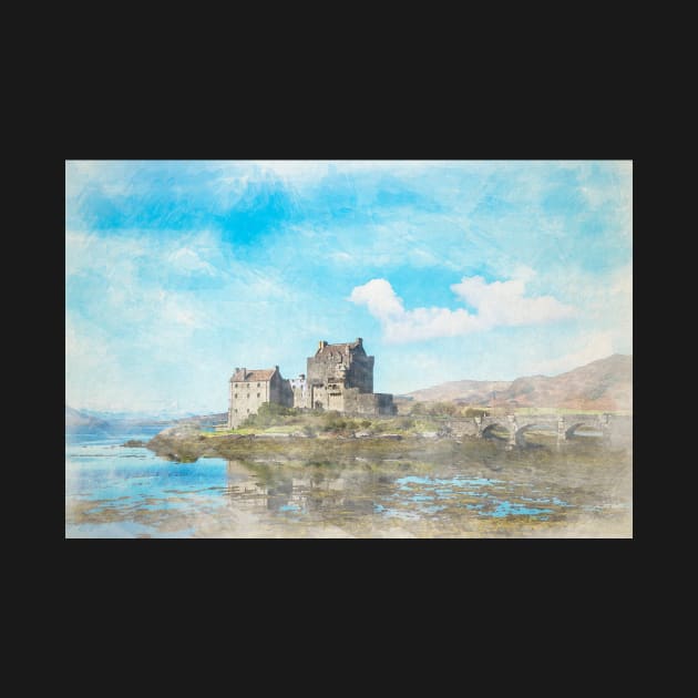 Eilean Donan Castle Watercolour by RosNapier