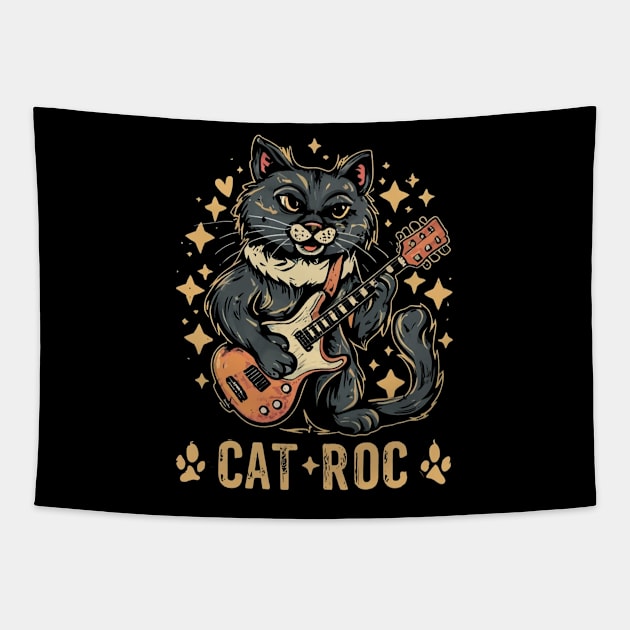 meow, rock, and guitar Tapestry by Aldrvnd